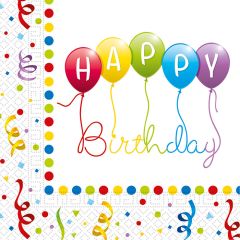 Salvetes Happy Birthday 33x33cm 20gab.