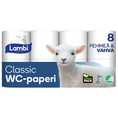 Tual.papīrs Lambi balts 8 ruļļi 3-kārt.
