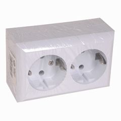 Rozete 2-viet. VA ar b/a 16A balts