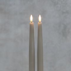 LED galda sveces ar 3D liesmu, 2 gab., pelēkas