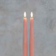 LED galda sveces ar 3D liesmu, 2 gab., rozā