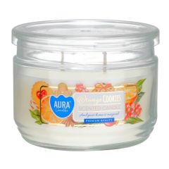 Svece arom. Aura Orange 30h, ar diviem degļiem