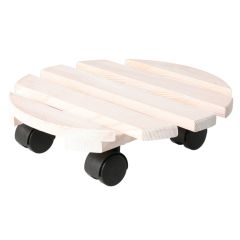 Statīvs puķu podam koka balts uz riteņiem d30cm