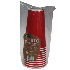 Papīra glāzes Bio 500ml 10gab. sarkanas