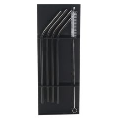 Kokteiļu salmiņi metāla izliekti 21.5cm 4+birstīte, melni