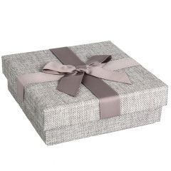 Dāvanu kaste 16x16x5cm pelēka auduma