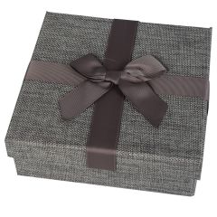 Dāvanu kaste 18x18x6cm pelēka auduma