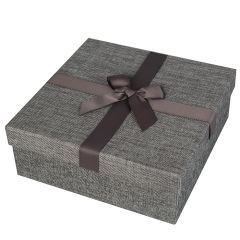 Dāvanu kaste 24x24x9cm pelēka auduma
