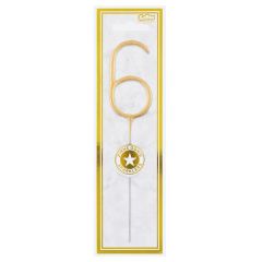 Tortes svecīte cipars 6 dzirkstošas uz kociņa