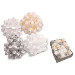 Dāvanu pušķis Bows 8cm (1) 4ass balts zelts sudrabs