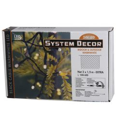 Elekt.tīkls 100LED SystemDecor 2x1.5m silti balts (melns vad