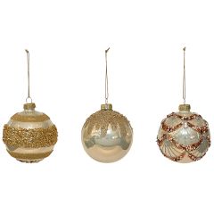 Eglīšu bumba ar dekoru d8cm, stikla, sudraba