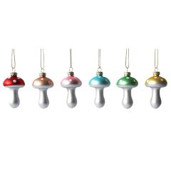 Eglīšu rotājums sēne h8cm, stikla, dažādas krāsas