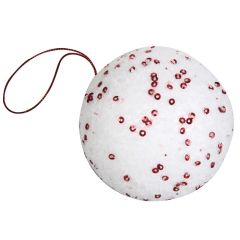 Egļu rotājums balts/sarkans d8cm