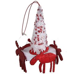 Egļu rotājums balts/sarkans 11cm, 4veidi