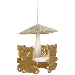 Egļu rotājums balts/zelta 8cm, 8veidi