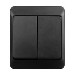 Slēdzis 1+1 HERMES v/a IP44 melns