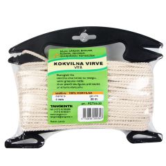 Virve kokvilnas, vīta d4mm 20m ar turētāju