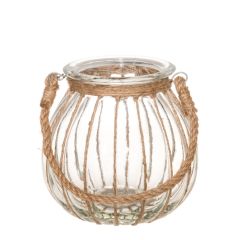 Svečturis-laterna 4Living stikla bumba virvēs 18x18cm