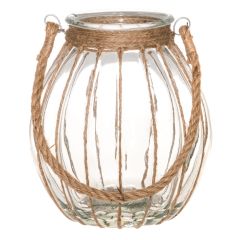 Svečturis-laterna 4Living stikla bumba virvēs 22x24cm