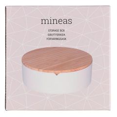 Lādīte rotaslietām Mineas apaļa ar bambusa vāku