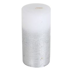 Svece-stabs Rustik d6xh12cm sudraba-balta