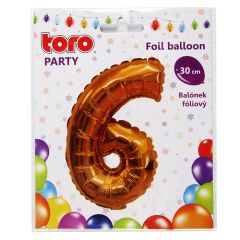 Balons Cipars 6 zelta kr.,30cm