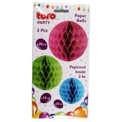 Papīra bumbas d10,15,20cm 3gab
