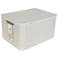 Kaste ar vāku Style Rattan L krēmkrāsas 45x33x25cm