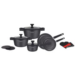 Katlu kompl.Bollire ar marmora pārkl.12 priekšmeti