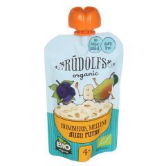 Auzu pārslu biezputra Rūdolfs Bio bumbieru, melleņu 4+ 110g