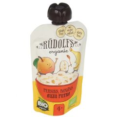 Auzu pārslu biezputra Rūdolfs Bio persiku, banānu 4+ 110g