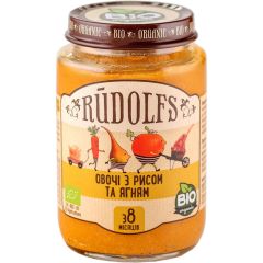 Biezenis Rūdolfs Dārzeņu ar rīsiem un jēra gaļu BIO 190g