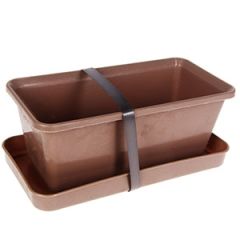 Puķu kaste ar paliktni 20cm pelēka