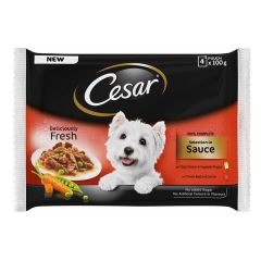 Barība suņiem Cesar vistas un liellopu 4-paka 400g