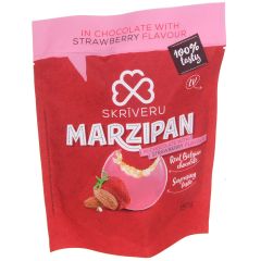 Marcipāns Skrīveru šokolādē ar zemeņu garšu 150g