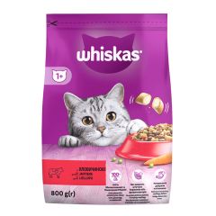 Barība kaķiem Whiskas ar liellopa gaļu 800g