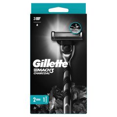 Skuveklis Gillette Mach3 Charcoal +  2 rezerves asmeņi