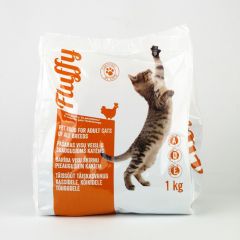 Sausā barība pieagušiem kaķiem Fluffy ar mājputnu gaļu, 1kg