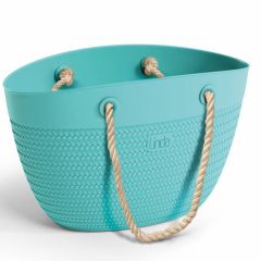 Pludmales soma Linda, tirkīzzila ar virves rokturiem