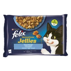 Konservi kaķiem Felix Sensations Jellies zivju 4*85g