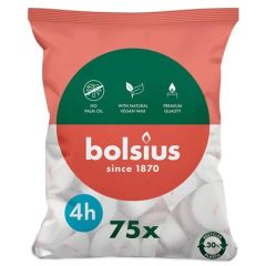 Tējassveces Bolsius baltas 4h 75gab.