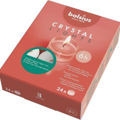 Tējassveces Bolsius Crystal lights baltas 6h 24gab.