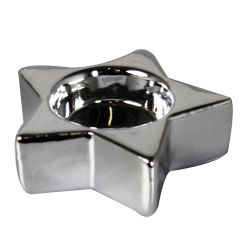 Svečturis tējassvecei Zvaigzne 9x9x2.5cm sudraba