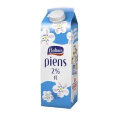 Piens Baltais 2% 1l