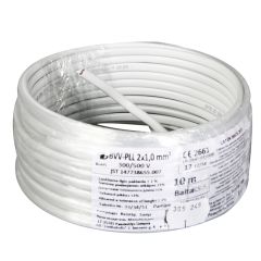 Kabelis 2x1.0 OMYp balts 10m