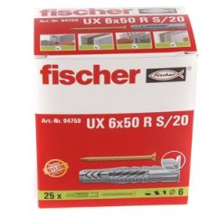 Dībelis UX 6*50+skrūve 4.5x75 25gab