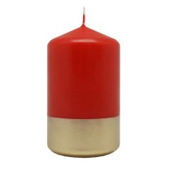 Svece stabs sarkana ar zelta apakšu 5.8x10cm