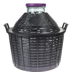 Balons vīnam ar plastmasas grozu 25l plats kakls