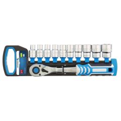 Uzmaucamo galviņu komplekts 1/2 10gab. ar atslēgu 72zobi, HT